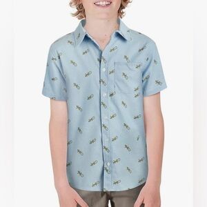 Body Glove Boys' Woven Lizard Short Sleeve Button Down Summer Beach Shirt
